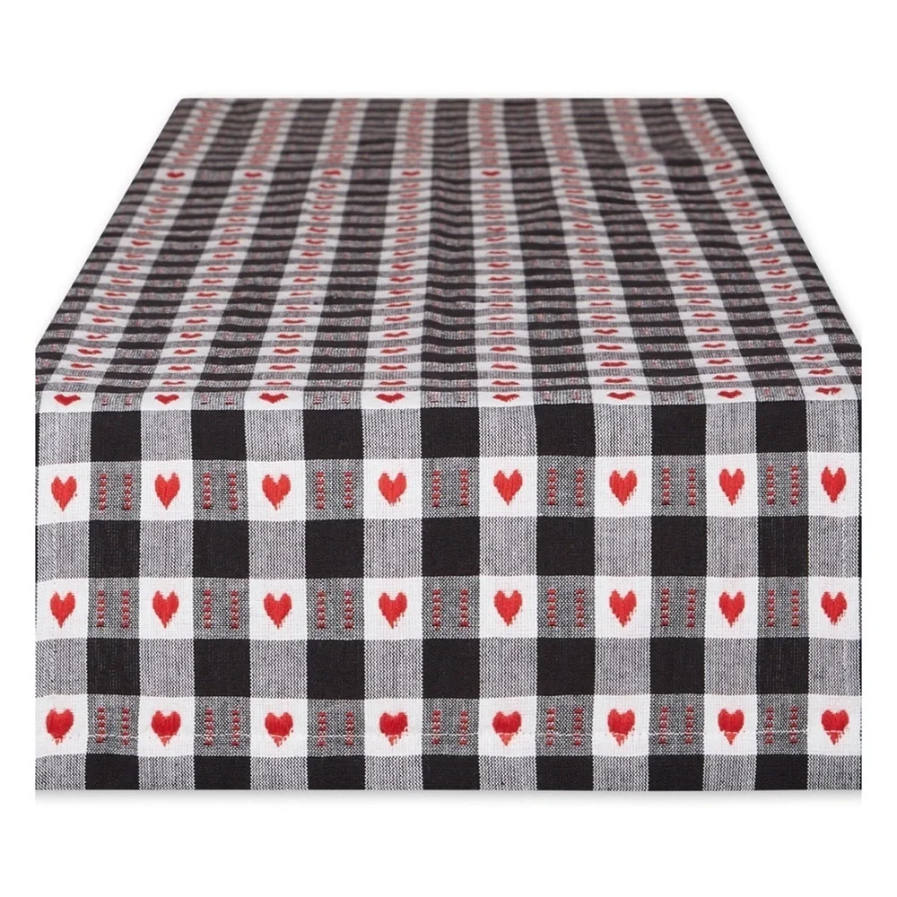 Hearts pattern Dobby Check Table Runner, 14
